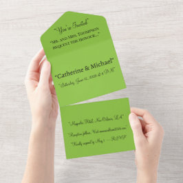 Lime Green All in One Wedding Invitation – Helder All In One Uitnodiging