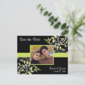 Lime Green and Black Bewaar de datum Foto Briefkaa Aankondigingskaart (Staand voorkant)