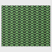 Lime green and black diamond pattern cadeaupapier (Vlak)