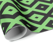 Lime green and black diamond pattern cadeaupapier (Rol Hoek)
