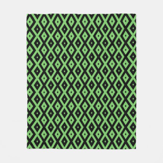 Lime green and black diamond pattern fleece deken (Voorkant)