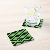 Lime green and black diamond pattern kartonnen onderzetters (Insitu)