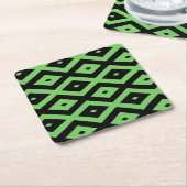 Lime green and black diamond pattern kartonnen onderzetters (Schuin)