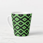Lime green and black diamond pattern latte mok (Linkerhoek)