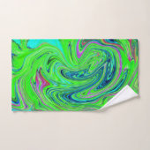 Lime Green and Blue Groovy Abstract Retro Art Bad Handdoek (Handdoek)