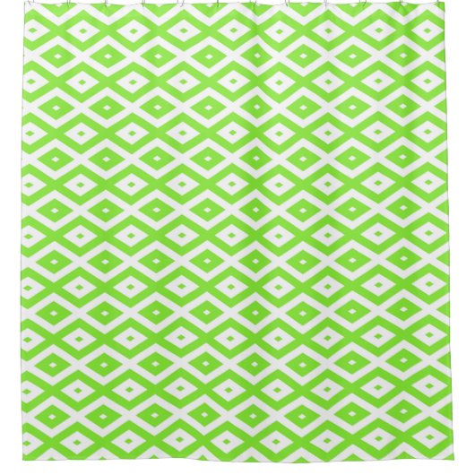 Lime green and white diamond pattern douchegordijn (Voorkant)