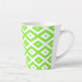 Lime green and white diamond pattern latte mok (Rechts)