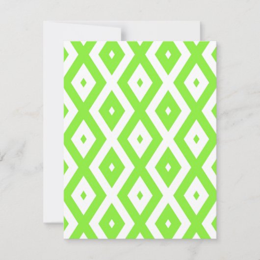 Lime green and white diamond pattern RSVP kaartje (Voorkant)