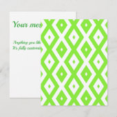 Lime green and white diamond pattern RSVP kaartje (Voorkant / Achterkant)
