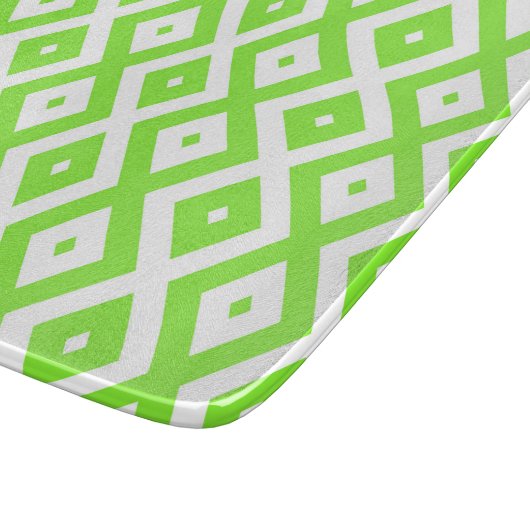 Lime green and white diamond pattern snijplank (Hoek)