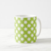 Lime Green and White Flower Pattern Koffiemok (Voorkant rechts)