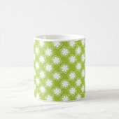 Lime Green and White Flower Pattern Koffiemok (Center)