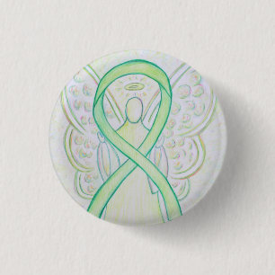 Lime Green Angel Awareness Ribbon Art Lapel Pin Ronde Button 3,2 Cm