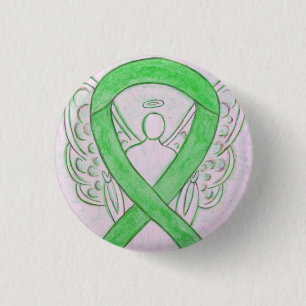 Lime Green Angel Awareness Ribbon Art Lapel Pin Ronde Button 3,2 Cm