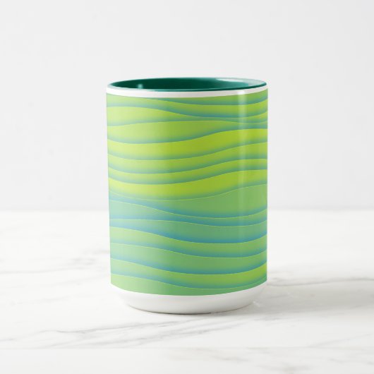 Lime Green Aqua Blue Retro Stripe Mok Cup (Midden)