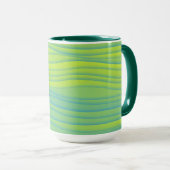 Lime Green Aqua Blue Retro Stripe Mok Cup (Voorkant rechts)