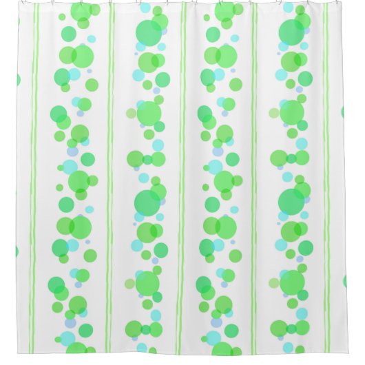 Lime Green, Aqua en Blue Bubbles Douchegordijn (Voorkant)