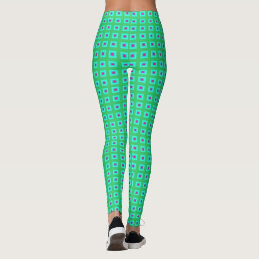 Lime Green Aqua met Small Pattern > Leggings (Achterkant)