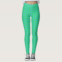 Lime Green Aqua met Small Pattern > Leggings