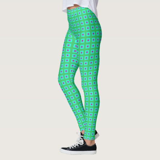 Lime Green Aqua met Small Pattern > Leggings (Links)