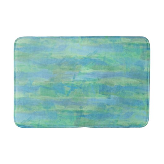 Lime Green Aqua Turquoise Blue Waterverf Stripes Badmat (Voorkant)