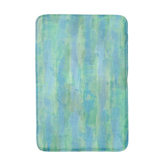Lime Green Aqua Turquoise Blue Waterverf Stripes Badmat (Voorkant Verticaal)