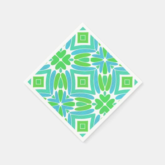 Lime Green Aqua Turquoise Retro Fantasy Pattern Servetten (Hoek)