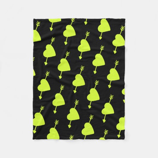 Lime Green Arrowed Heart Fleece Deken (Voorkant)