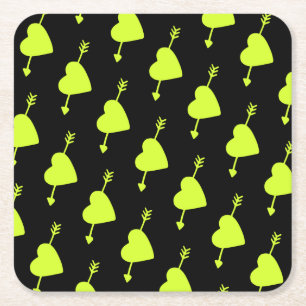 Lime Green Arrowed Heart Kartonnen Onderzetters
