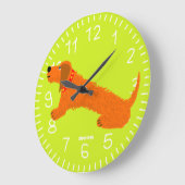 Lime Green Art Clock: John Dyer Sausage Dog Design Grote Klok (Hoek)