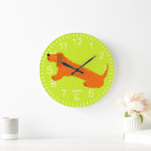 Lime Green Art Clock: John Dyer Sausage Dog Design Grote Klok (Huis)
