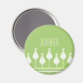 Lime Green Art Deco Floral Magnet (Voorkant / Achterkant)