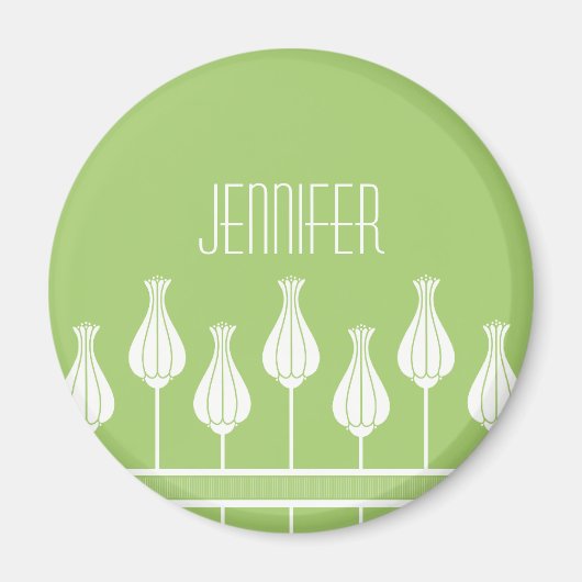 Lime Green Art Deco Floral Magnet (Voorkant)