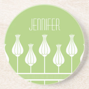 Lime Green Art Deco Floral Onderzetter