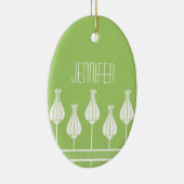 Lime Green Art Deco Floral Oval Ornament (Rechts)