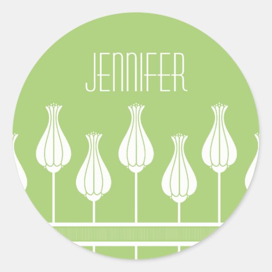 Lime Green Art Deco Floral Stickers (Voorkant)