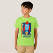 Lime Green Astronaut Naam Space Rocket Party Shirt (Voorkant volledig)