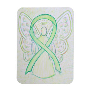 Lime Green Awareness Ribbon Angel Art Magnets Magneet