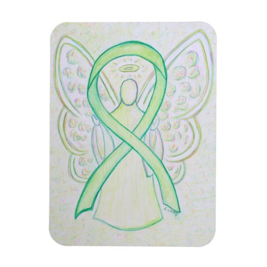 Lime Green Awareness Ribbon Angel Art Magnets Magneet (Verticaal)
