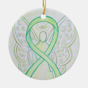 Lime Green Awareness Ribbon Angel Art Ornaments Keramisch Ornament