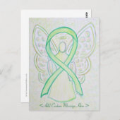 Lime Green Awareness Ribbon Angel Custom Briefkaar Briefkaart (Voorkant / Achterkant)