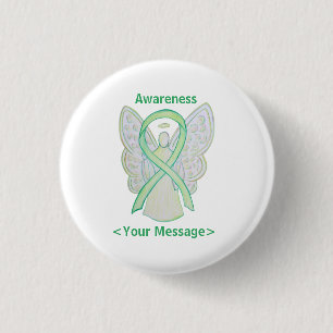 Lime Green Awareness Ribbon Angel Custom Pin Ronde Button 3,2 Cm