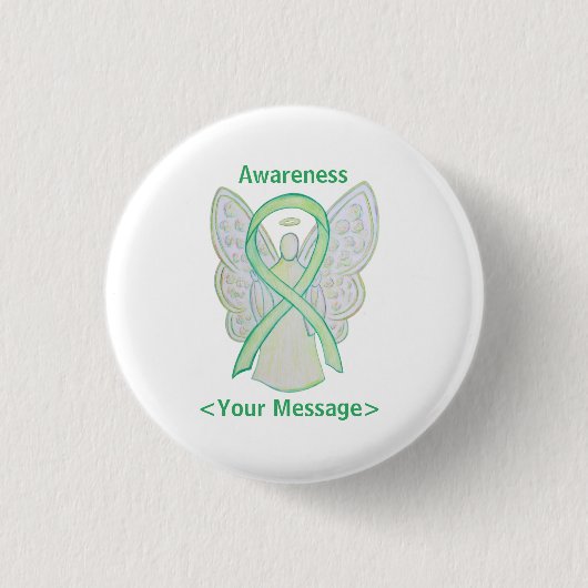 Lime Green Awareness Ribbon Angel Custom Pin Ronde Button 3,2 Cm (Voorkant)