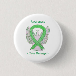 Lime Green Awareness Ribbon Angel Custom Pin Ronde Button 3,2 Cm