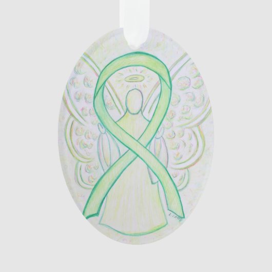 Lime Green Awareness Ribbon Angel Ornament Pendant (voorkant)