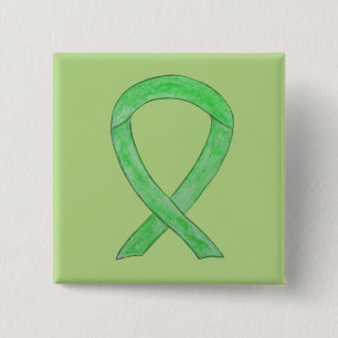 Lime Green Awareness Ribbon Art Lapel Pin Vierkante Button 5,1 Cm