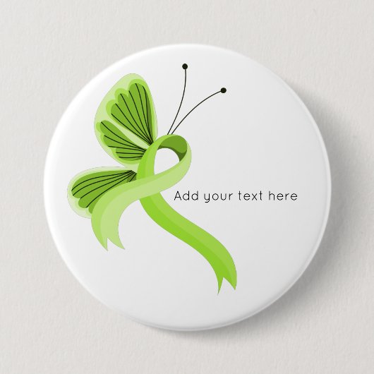 Lime Green Awareness Ribbon Butterfly Button (Voorkant)