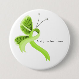 Lime Green Awareness Ribbon Butterfly Button