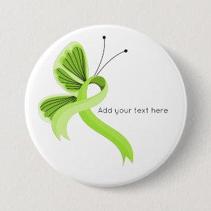 Lime Green Awareness Ribbon Butterfly Button