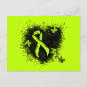 Lime Green Awareness Ribbon Grunge Heart Briefkaart